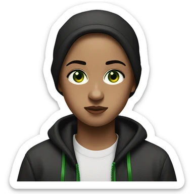 Eminem with dark brown haired and green eyes girl sticker