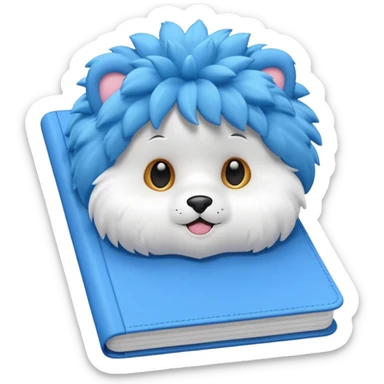 A blue notebook, fluffy and soft. 3D sticker