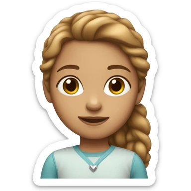 Light-skinned brown-haired girl shows love sticker