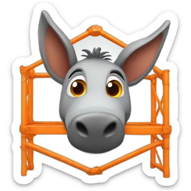 3d sphere with a cartoon orange scaffolding Donkey skin texture with futuristic eyes sticker