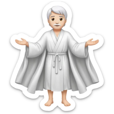fullbody silverhair god, white robe sticker