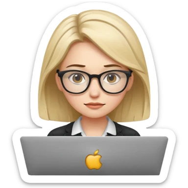 young female programmer working very hard on the computer, squinting sticker