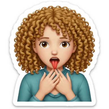 Mixed curly haired girl choking herself with her own hands  sticker