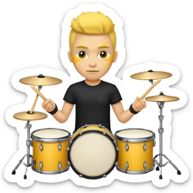 drummer with yellow skin at drum kit sticker