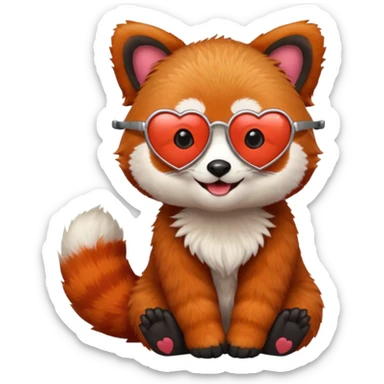 red Panda with heart glasses sticker