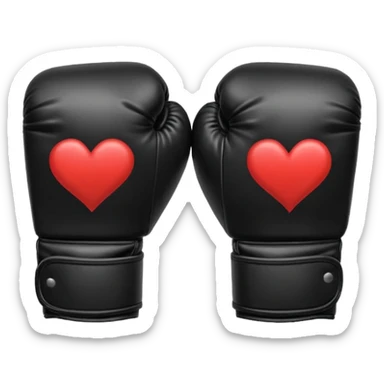 Genera un emoji de guantes de boxeo negros con corazones rotos  sticker