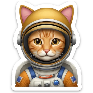 Astronaut with helmet closed rides cat sticker