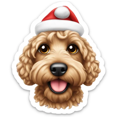 Cockapoo with a christmas hat sticker