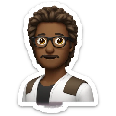 People with brown skin and coma hair x mullet ad with glases sticker