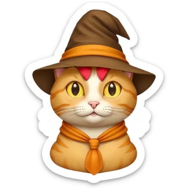 Yellow cat emoji wearing a sorting hat sticker