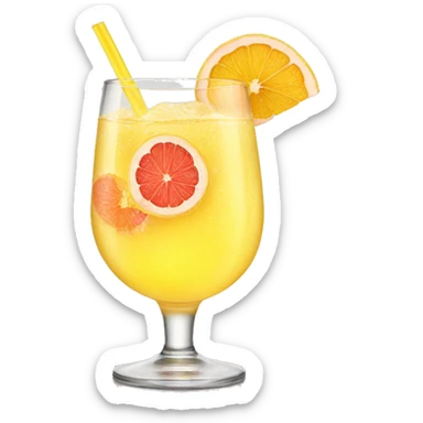 yellow drink with grapefruit slice sticker