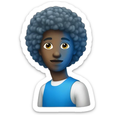 Un jeune homme français avec les cheveux bleu afro sticker