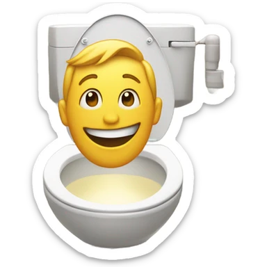 A smiling human face inside of a toilet bowl sticker