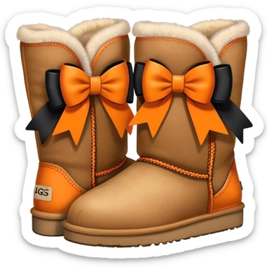 Uggs with orange and black bows  sticker