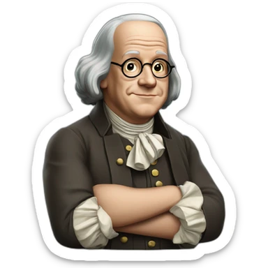 benjamin franklin with an arm up closed realistic sticker