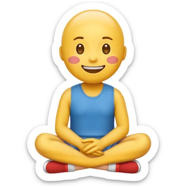 happy emoji face with crossed over legs, simple and clear expression sticker