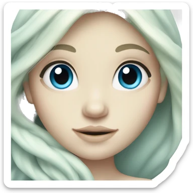 mermaid with long hair pale skin and light blue eyes  sticker