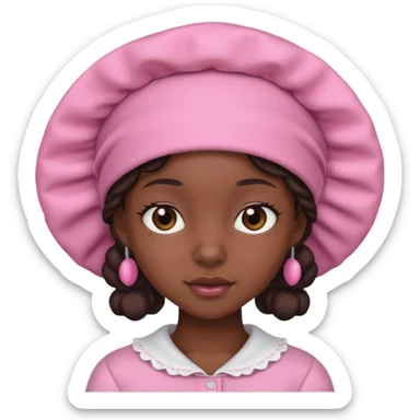Black girl with pink bonnet teen sticker