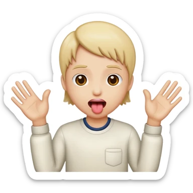 Tongue out with hands to the side sticker