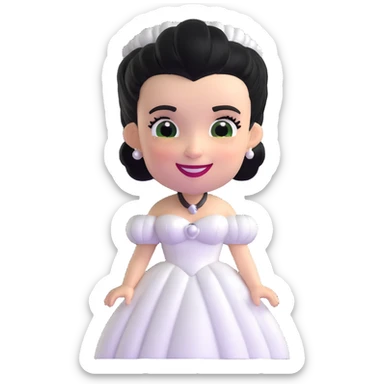 adorable 3D Bride of Frankenstein with big smile and cute black and white hair sticker