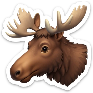 A high-resolution digital illustration of a young moose in a clean, semi-realistic style. The young moose is shown facing sideways head tilted  sticker
