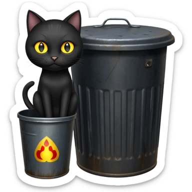 Schwarze Katze mit Tonne sticker