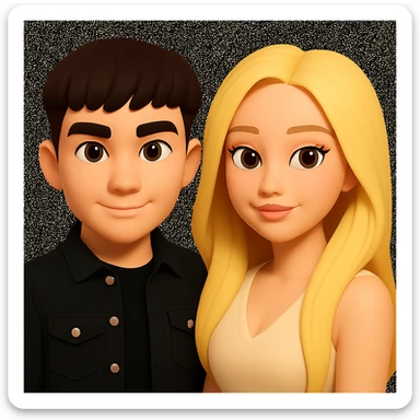 Slightly increase the volume of the upper body of the girl, make the hair more voluminous and separated from each other, and make the skin color uniform. Maintain the cartoonish 3D style as in the reference image. sticker