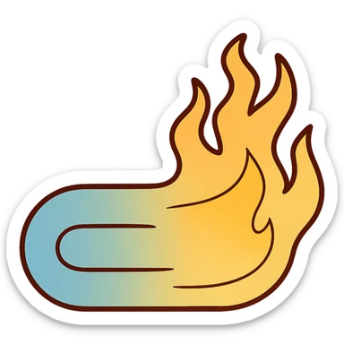 fire streak emoji, flat style, blue to orange gradient, no face, soft and clean, like a streak button, matching reference image sticker