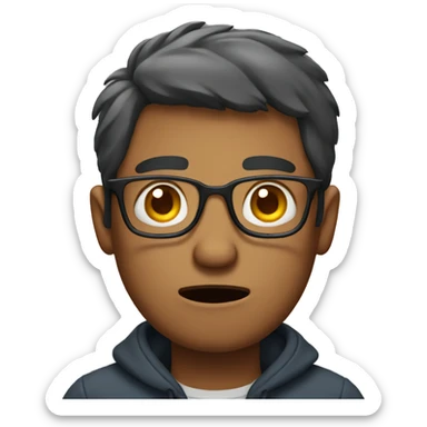 Man with glasses in distress sticker