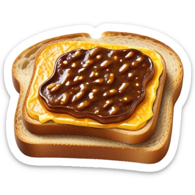 Cinematic Realistic Vegemite on Toast Dish Emoji, depicted with a generous spread of savory Vegemite on perfectly toasted bread, rendered with vibrant textures and warm lighting that captures its uniquely Australian flavor. sticker