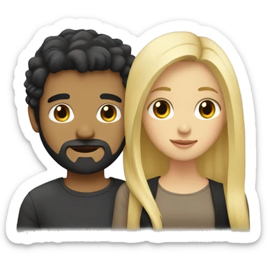 Blonde Girl with long hair and her boyfriend with black hair and beard  sticker