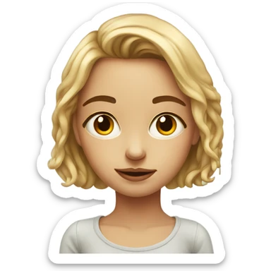 realistic portrait of girl and thinking of love sticker