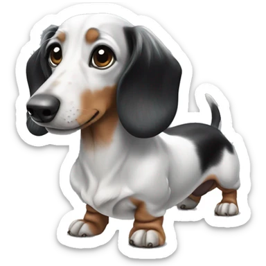 white and black dapple dachshund sticker