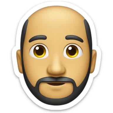 Hombre de 30 años con barba y piel amarilla de ojos negros redondos sticker