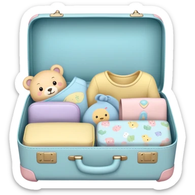 Small cute baby suitcase with baby designs, pastel colors sticker