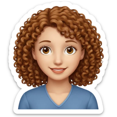 Branca cabelos cacheados castanhos claros olhos castanhos claros simpática e meiga sticker