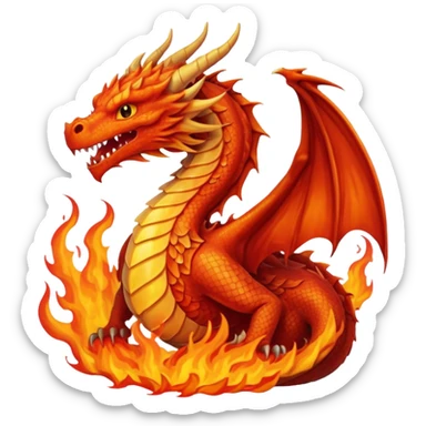 um dragão pegando fogo sticker
