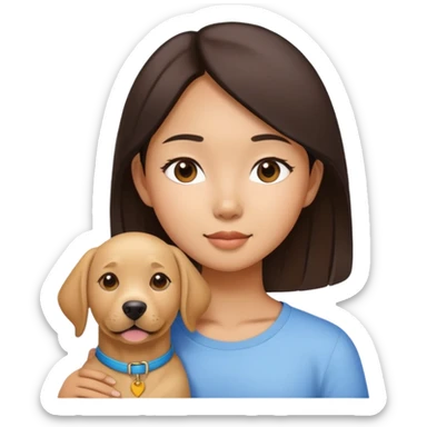 asian (thai) girl with a labrador dog sticker