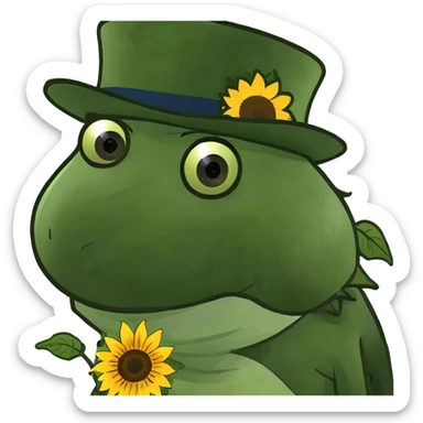 sunflower with a top hat sticker