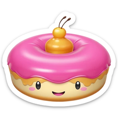 pink inflatable kawaii flan sticker