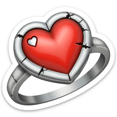 ring with heart broken sticker