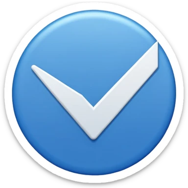 A blue circle with sharp edges and a while tick inside sticker