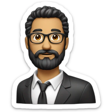 Homme noireau cheveux long attaché barbu avec lunette  sticker