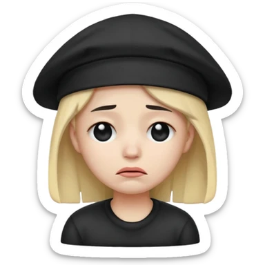 grief emoji with a black cap on the head
 sticker