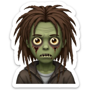 Boy, zombie, brown hair, medium long free form dreadlocks , emo, shaggy, dark, spooky, creepy expression sticker