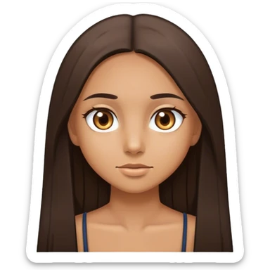 tan girl with straight long dark hair  sticker