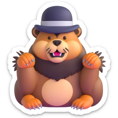 brutal beaver with a black beard sticker