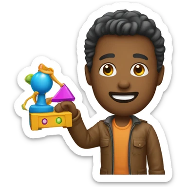 Man who is playing with toys  sticker