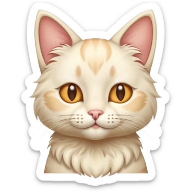 cream cat with different ears: right ear is straight, left ear is loosely folded  sticker