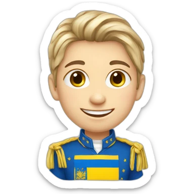 happy Ukrainian student in patriotic clothes sticker